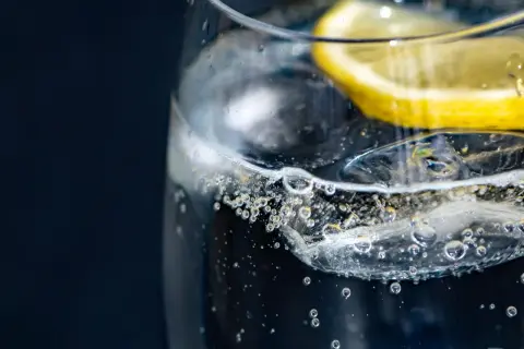 Szklanka z wodą gazowaną i plasterkiem cytryny. Czy woda gazowana jest zdrowa? Pytanie, na które odpowiedź może być zaskakująca.